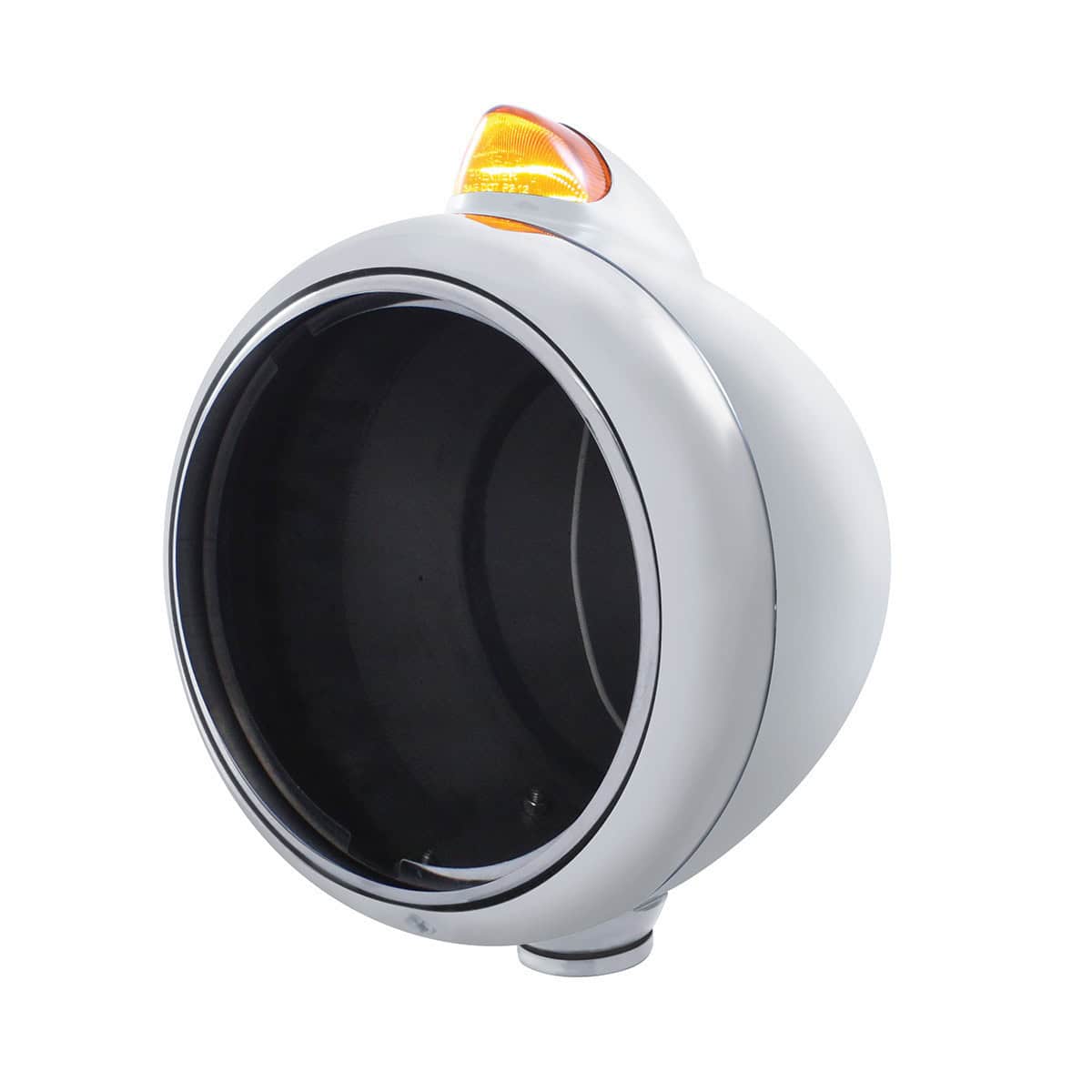 Chrome Guide 682-C Headlight No Bulb With Original Style LED Signal - Amber Lens