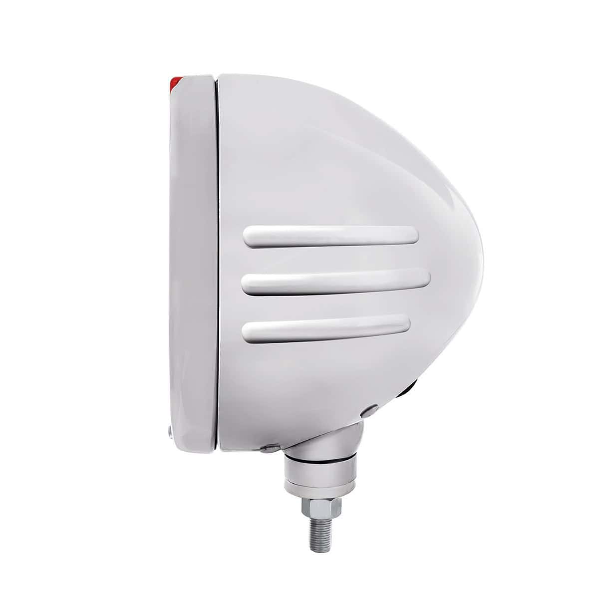 Stainless Steel Bullet Embossed Stripe Headlight H4 With Amber LED & Dual Mode LED Signal