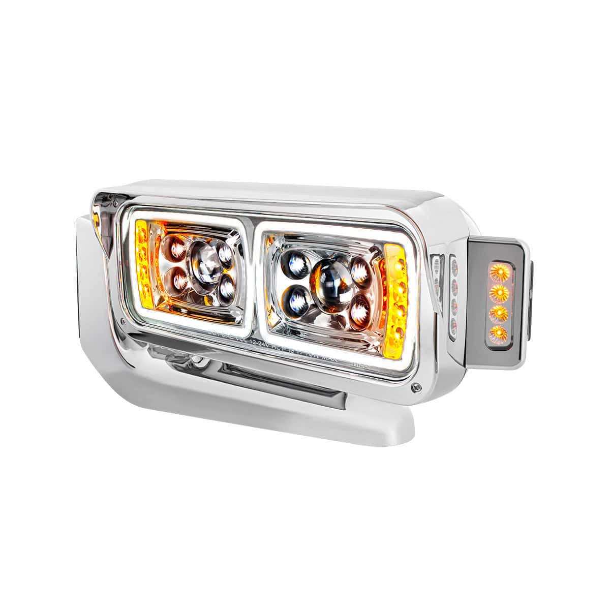 10 High Power Led &Quot;Chrome&Quot; Projection Headlight Assembly W/Mounting Arm &Amp; Turn Signal Side Pod 4 10 High Power LED "Chrome" Projection Headlight Assembly W/Mounting Arm & Turn Signal Side Pod