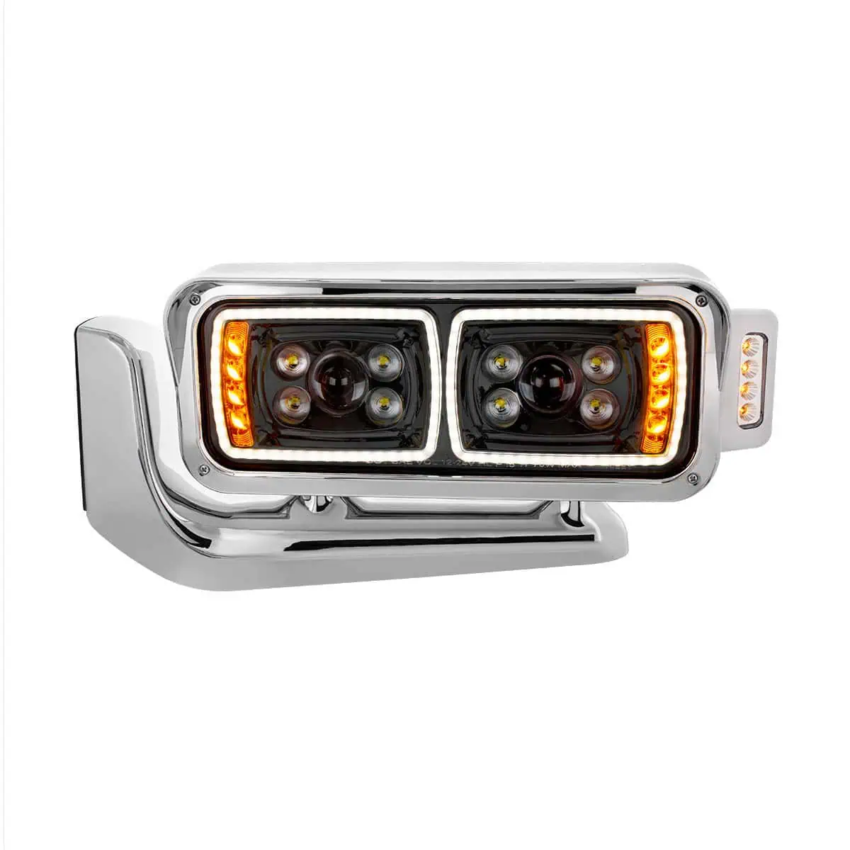 10 High Power LED "Blackout" Projection Headlight Assembly W/Mounting Arm & Turn Signal Side Pod