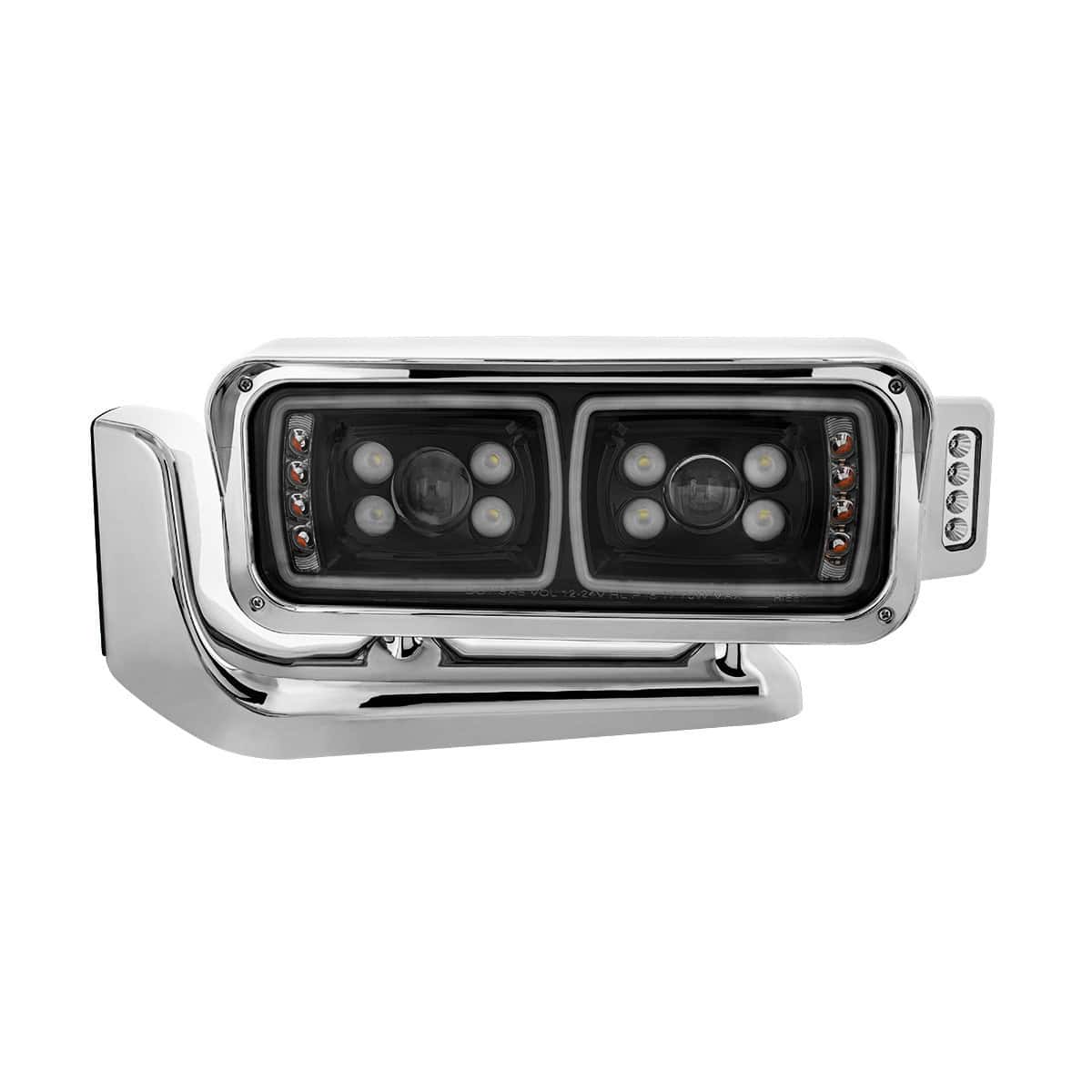 10 High Power LED "Blackout" Projection Headlight Assembly W/Mounting Arm & Turn Signal Side Pod