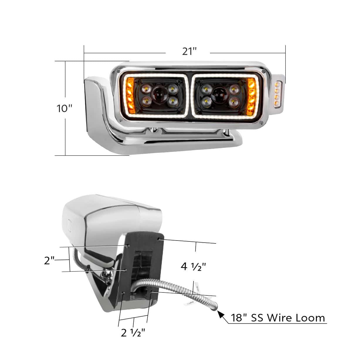 10 High Power Led &Quot;Blackout&Quot; Projection Headlight Assembly W/Mounting Arm &Amp; Turn Signal Side Pod 9 10 High Power LED "Blackout" Projection Headlight Assembly W/Mounting Arm & Turn Signal Side Pod