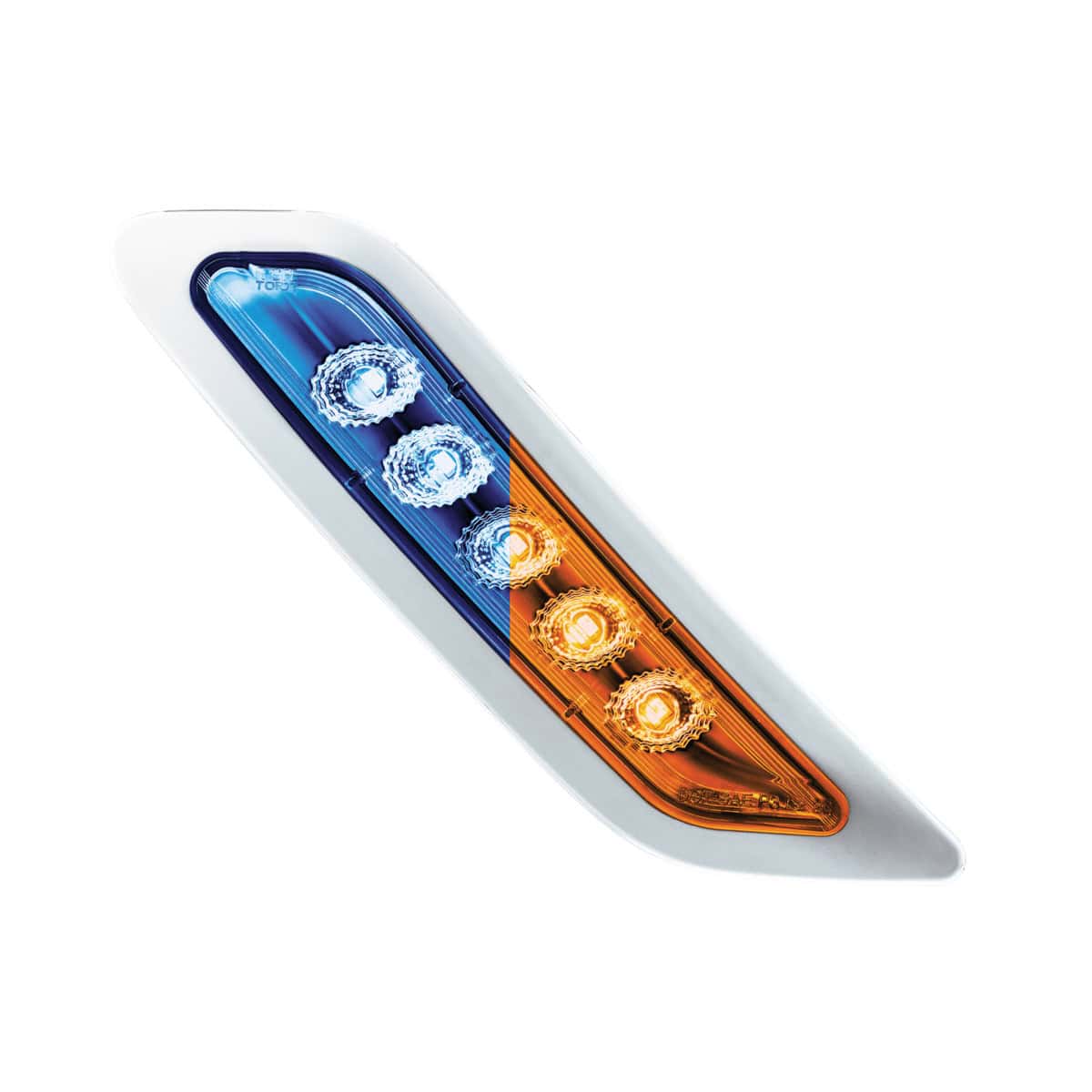 Double Fury 5 LED Door Turn Signal Light For 2012-2021 Peterbilt 579-Amber & Blue LED