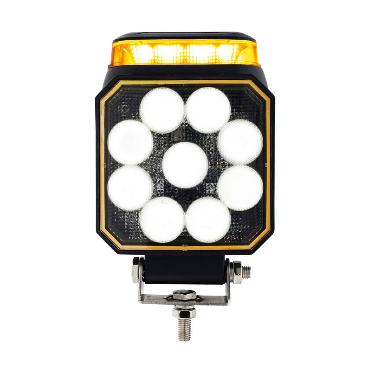 High Power 9 LED Work Light With Amber Strobe Light