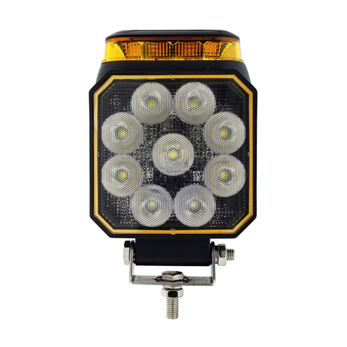High Power 9 LED Work Light With Amber Strobe Light