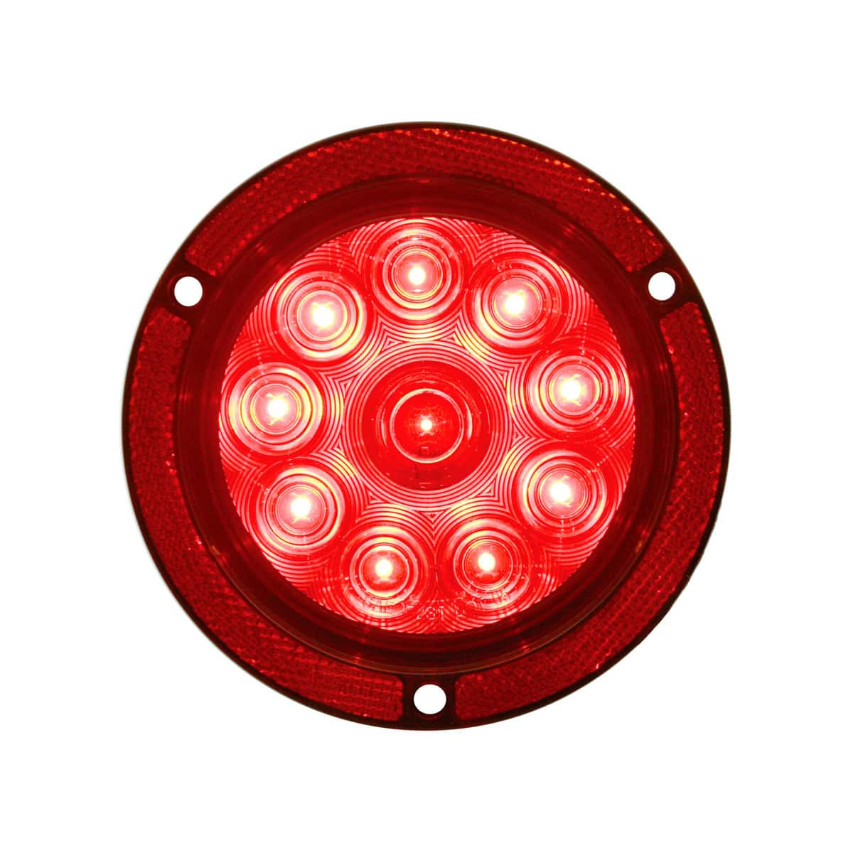 10 LED 4" Round Reflex Flange Mount Light (Stop | Turn | Tail) - Red LED/Red Lens