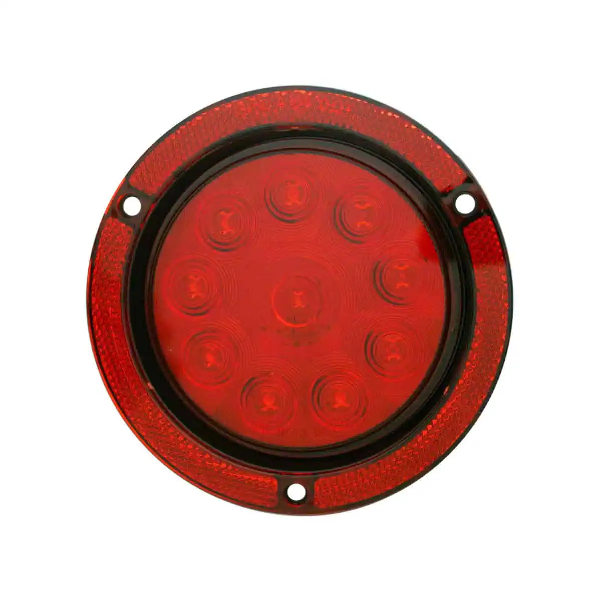 10 LED 4" Round Reflex Flange Mount Light (Stop | Turn | Tail) - Red LED/Red Lens