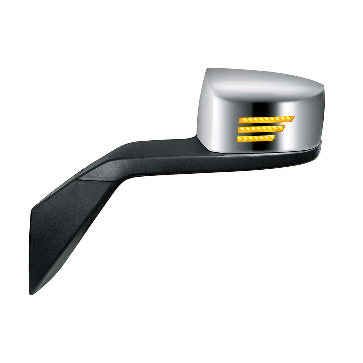 Chrome Hood Mirror Assembly With Sequential LED Turn Signal For 2003-2017 Volvo VNL