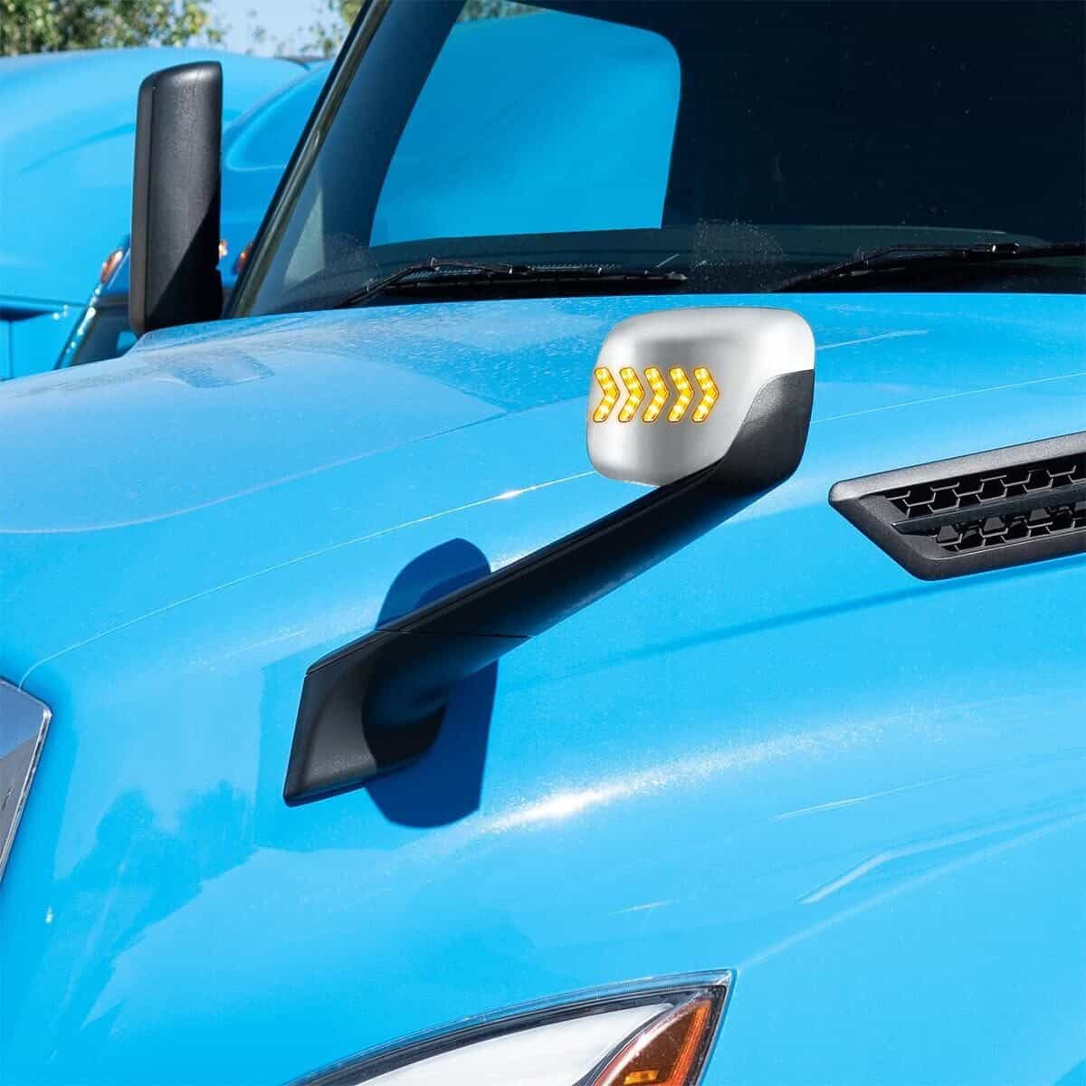 Hood Mirror Assembly W/Led Lights On Mirror Cover &Amp; Glass For 2018-2026 Freightliner Cascadia 8 Hood Mirror Assembly W/LED Lights On Mirror Cover & Glass For 2018-2026 Freightliner Cascadia