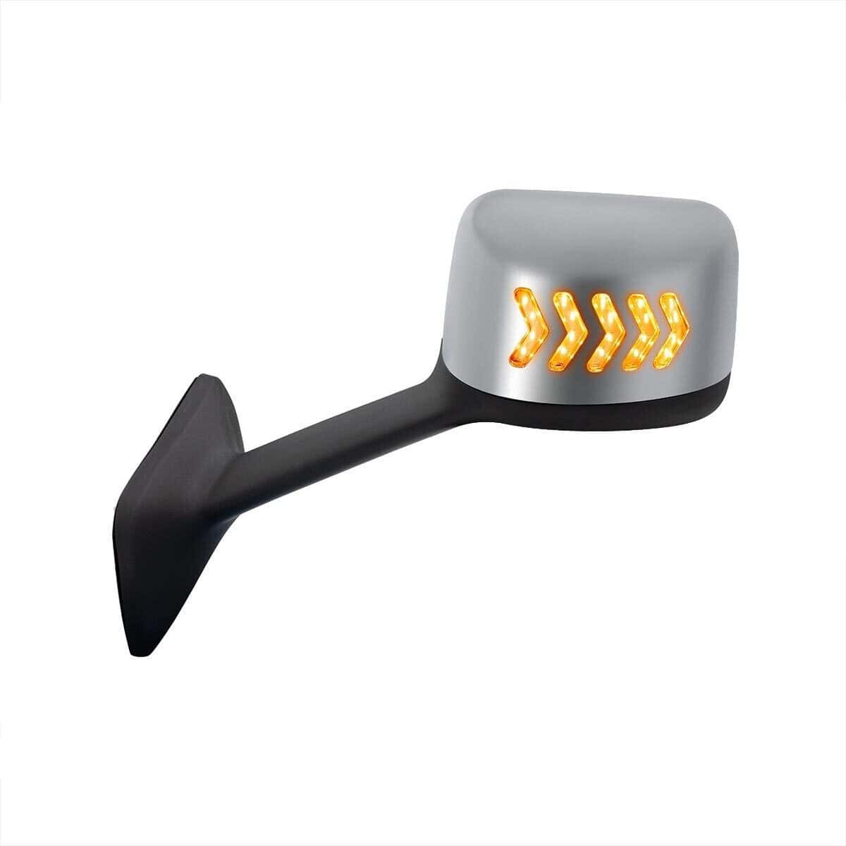 Chrome Plastic Hood Mirror Assembly With Sequential LED Turn Signals For 2018-2024 International LT