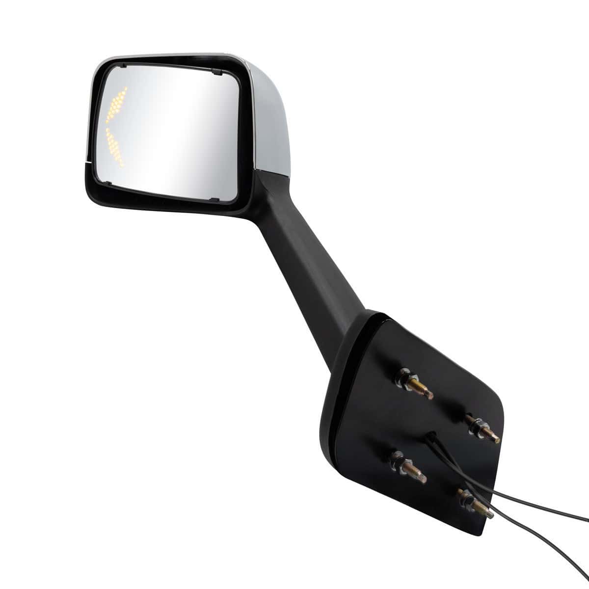 Chrome Plastic Hood Mirror Assembly With Sequential Led Turn Signals For 2018-2024 International Lt 4 Chrome Plastic Hood Mirror Assembly With Sequential LED Turn Signals For 2018-2024 International LT