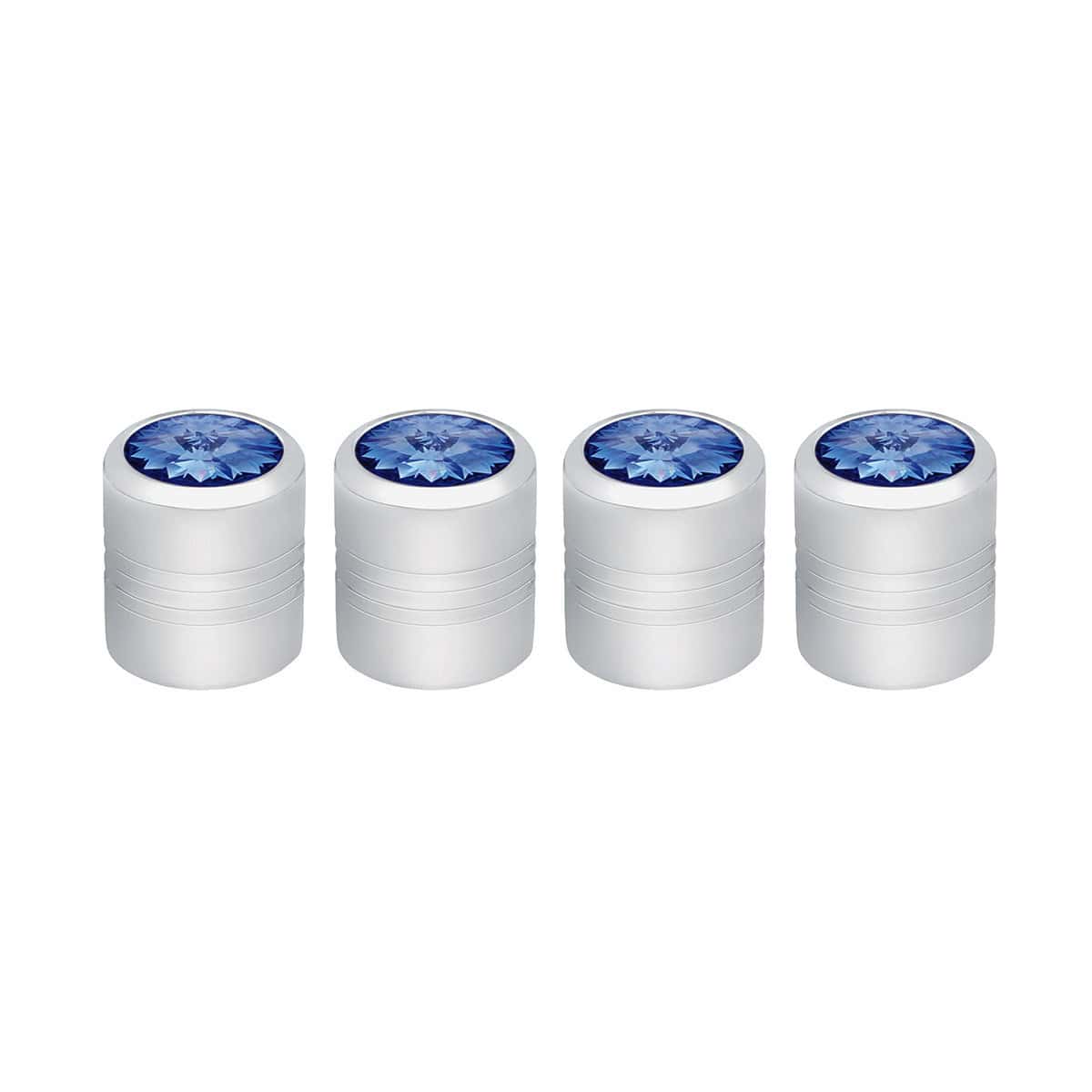 Chrome Round Valve Caps With Color Crystal (4-Pack)