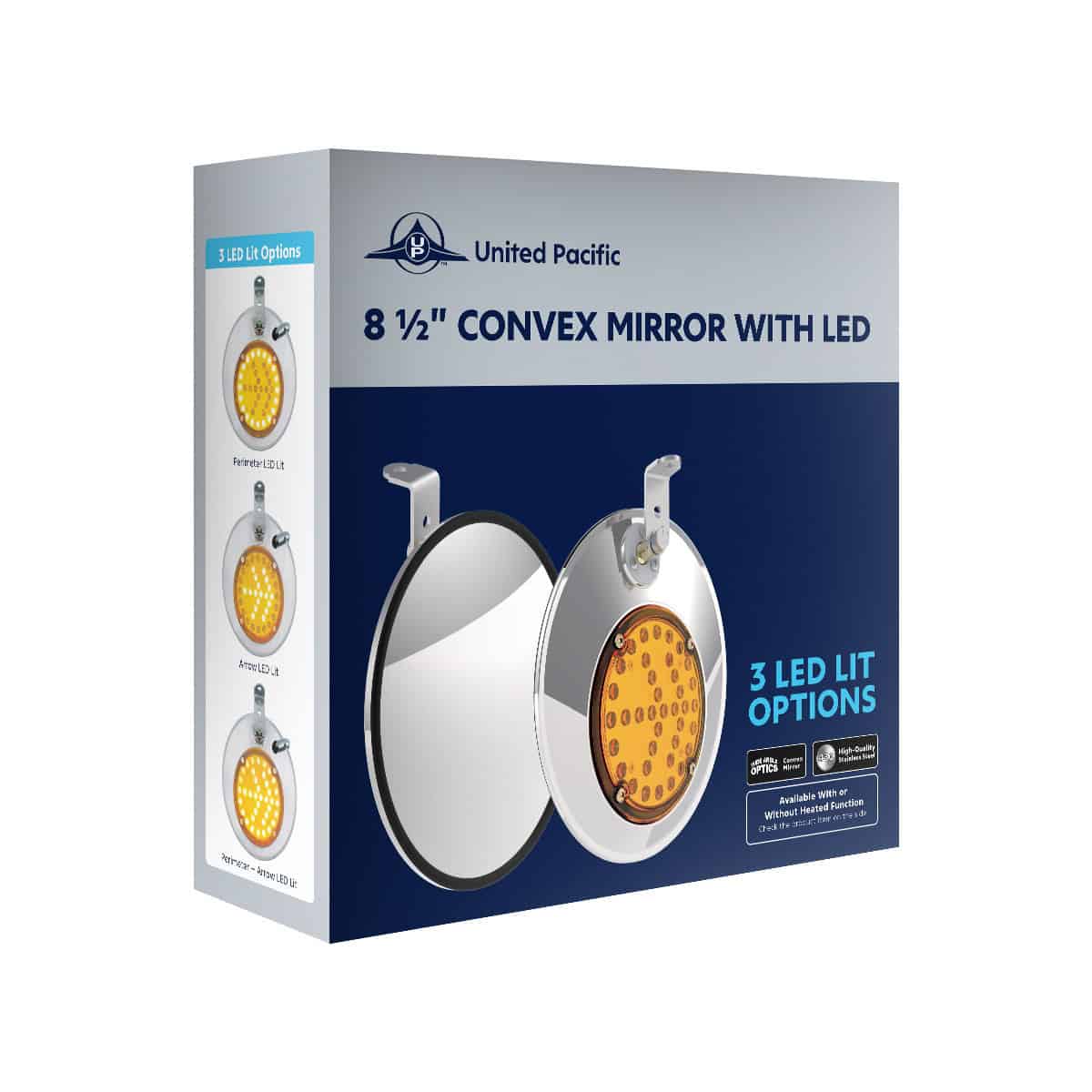 8-1/2&Quot; 430 Stainless Steel Convex Mirror With Led 6 8-1/2" 430 Stainless Steel Convex Mirror With LED