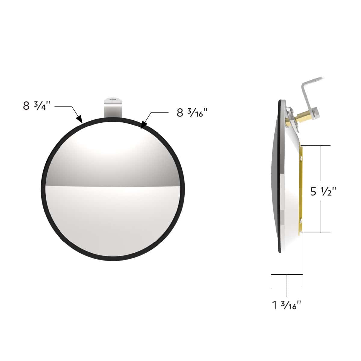 8-1/2&Quot; 430 Stainless Steel Convex Mirror With Led 7 8-1/2" 430 Stainless Steel Convex Mirror With LED