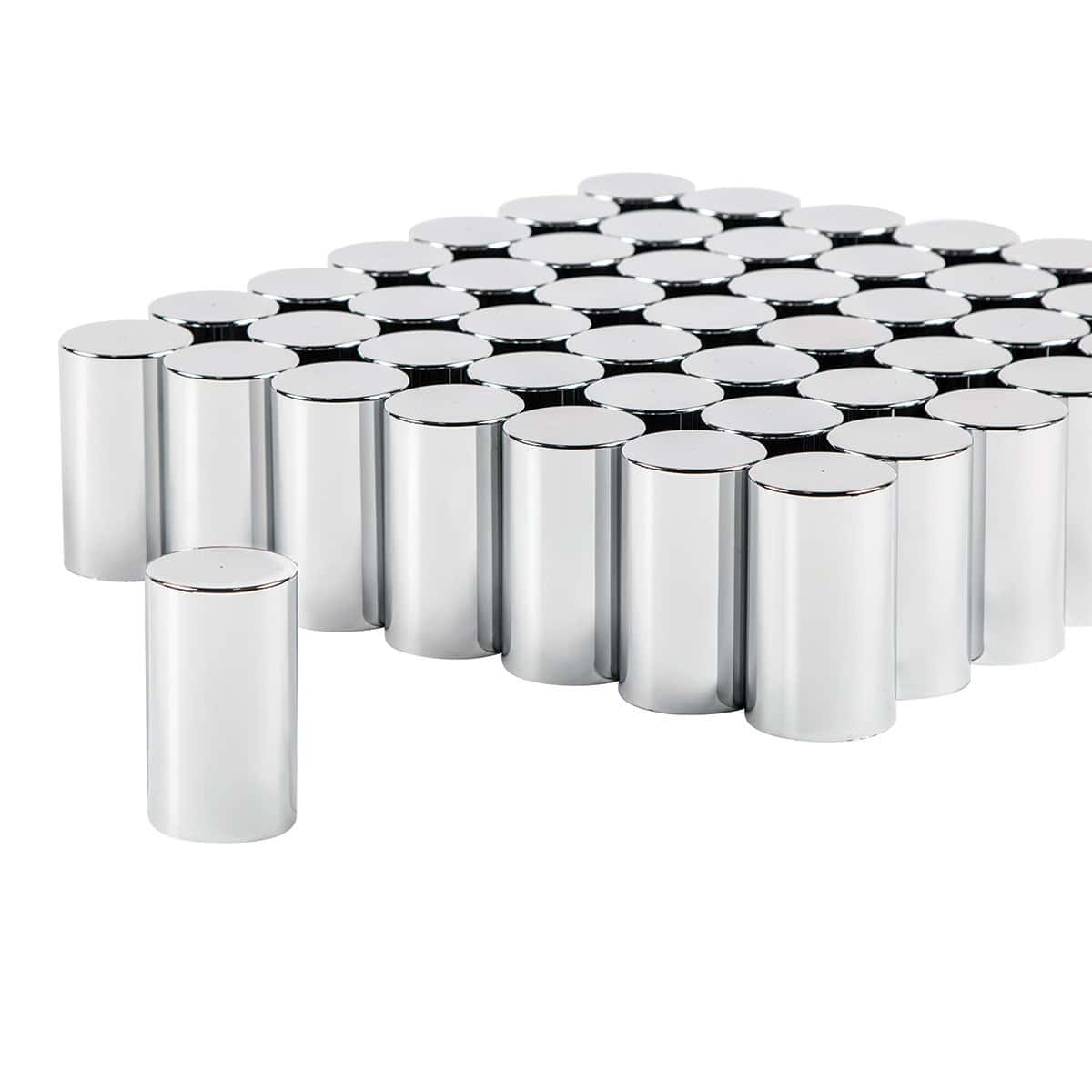 33mm x 3-1/2" Chrome Plastic Cylinder Nut Covers - Thread-On