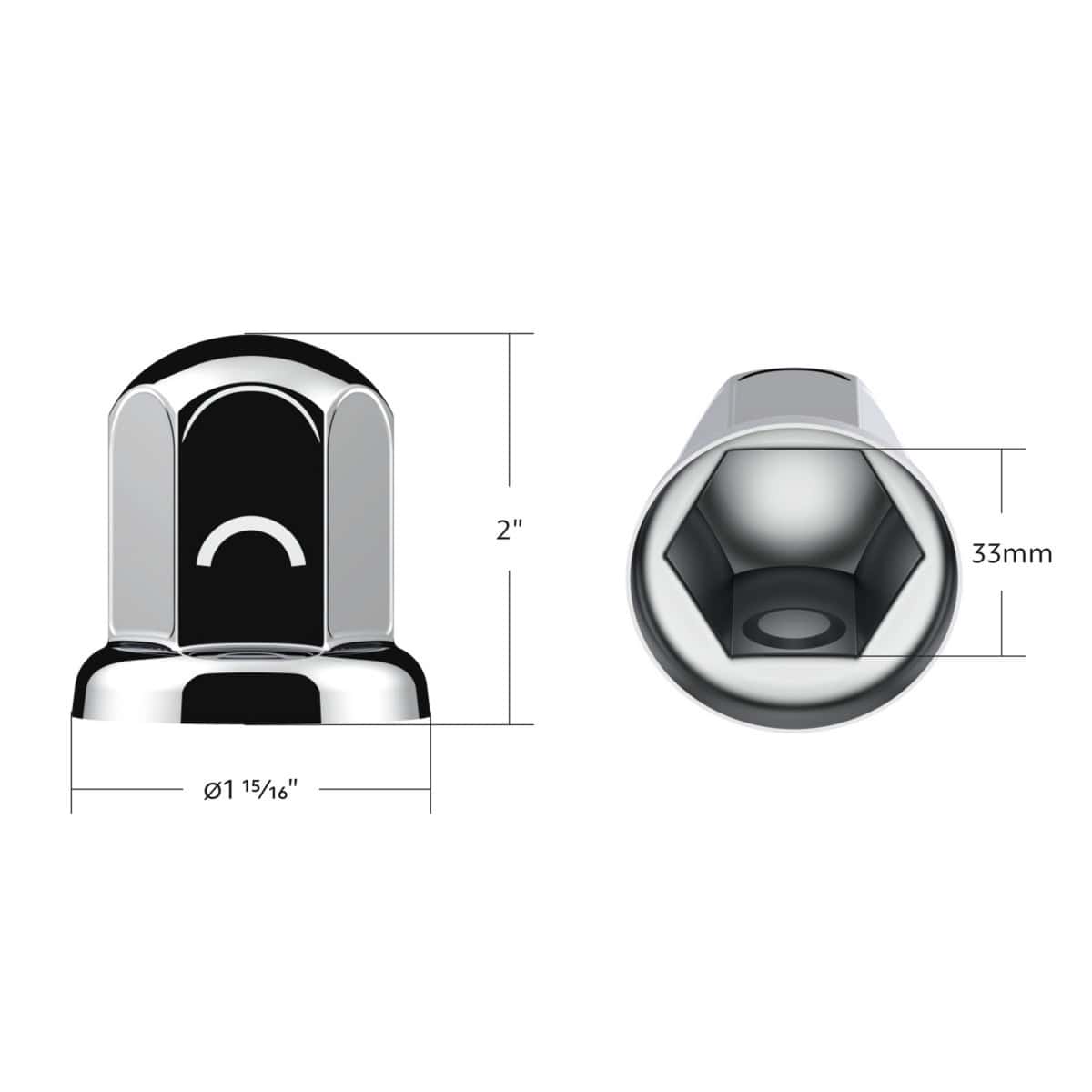 Chrome Steel Standard Nut Cover With Flange 5 33mm X 2" Chrome Steel Standard Nut Cover With Flange