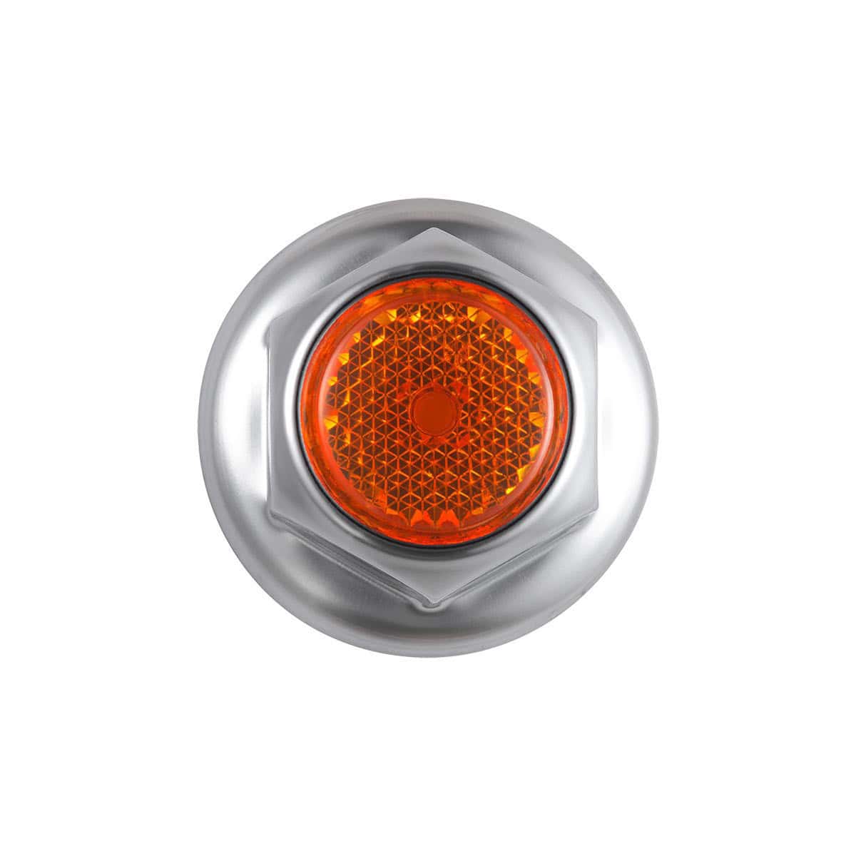 33Mm X 2&Quot; Chrome Steel Amber Reflector Nut Cover With Flange 3 33mm X 2" Chrome Steel Reflector Nut Cover With Flange - Amber (50 Pcs)