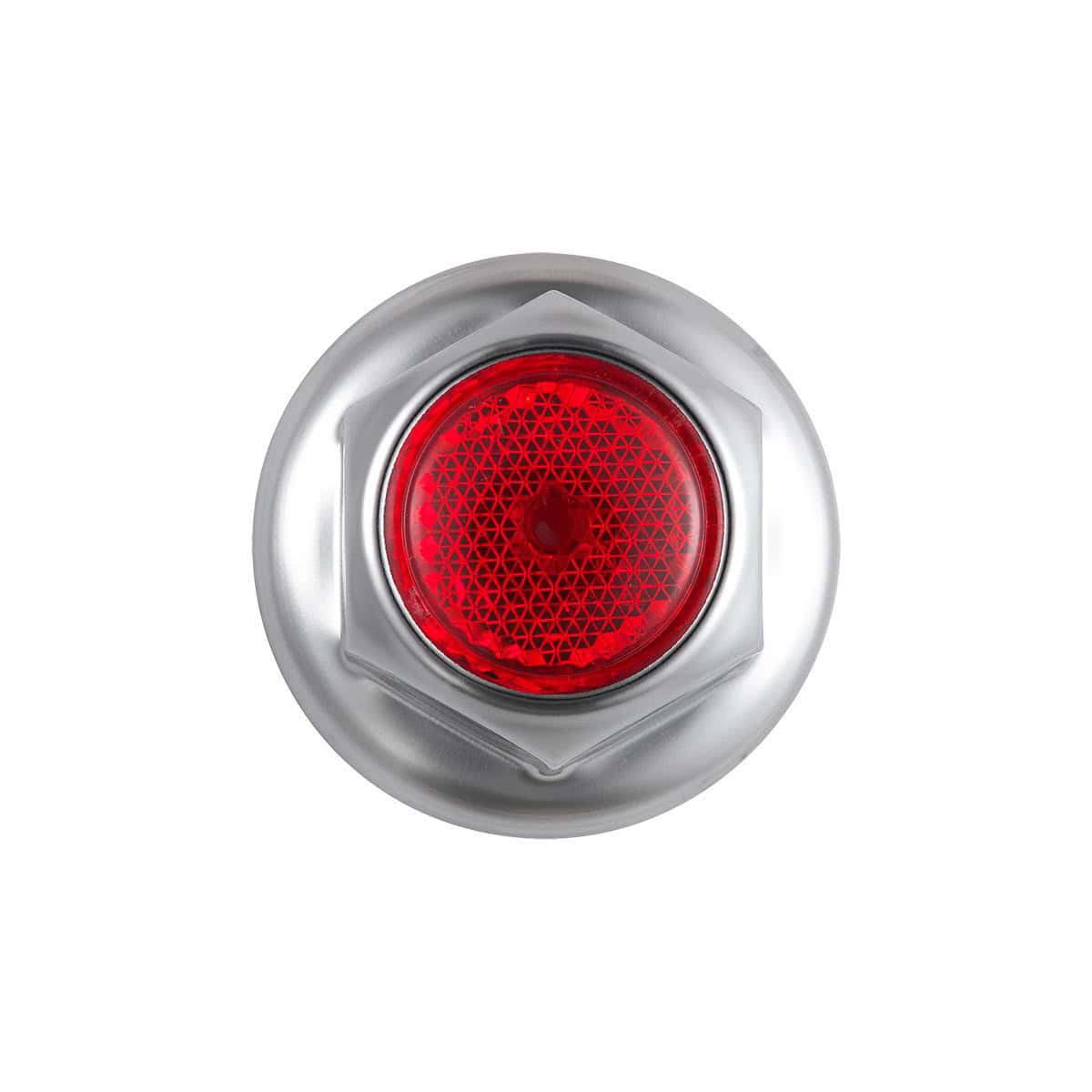 33Mm X 2&Quot; Chrome Steel Red Reflector Nut Cover With Flange (50 Pcs) 3 33mm X 2" Chrome Steel Reflector Nut Cover With Flange - Red (50 Pcs)