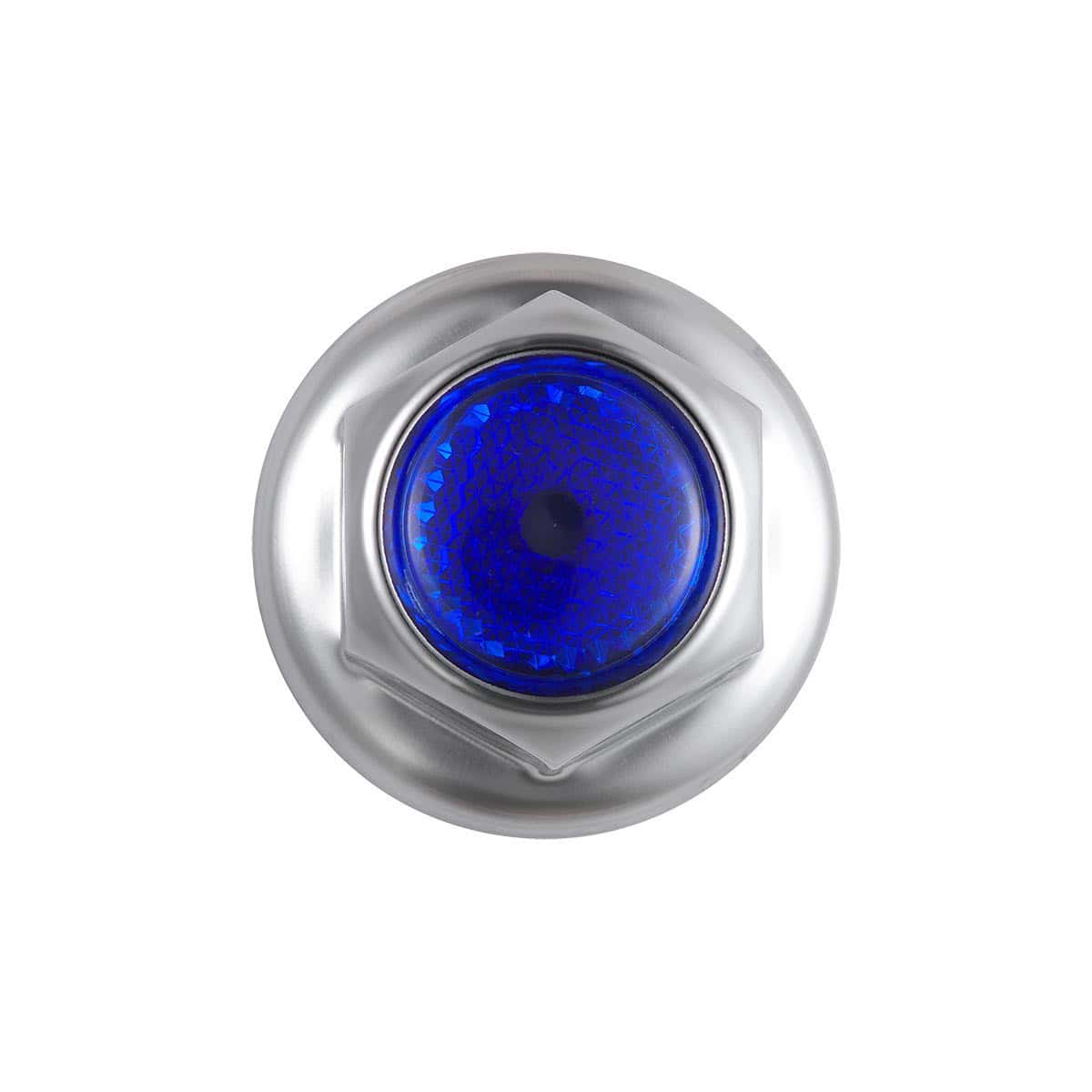 33Mm X 2&Quot; Chrome Steel Blue Reflector Nut Cover With Flange (50 Pcs) 3 33mm X 2" Chrome Steel Reflector Nut Cover With Flange - Blue (50 Pcs)