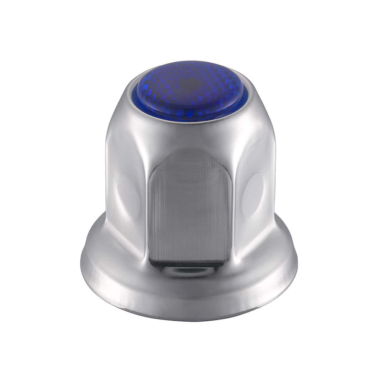 33mm X 2" Chrome Steel Reflector Nut Cover With Flange - Blue (50 Pcs)