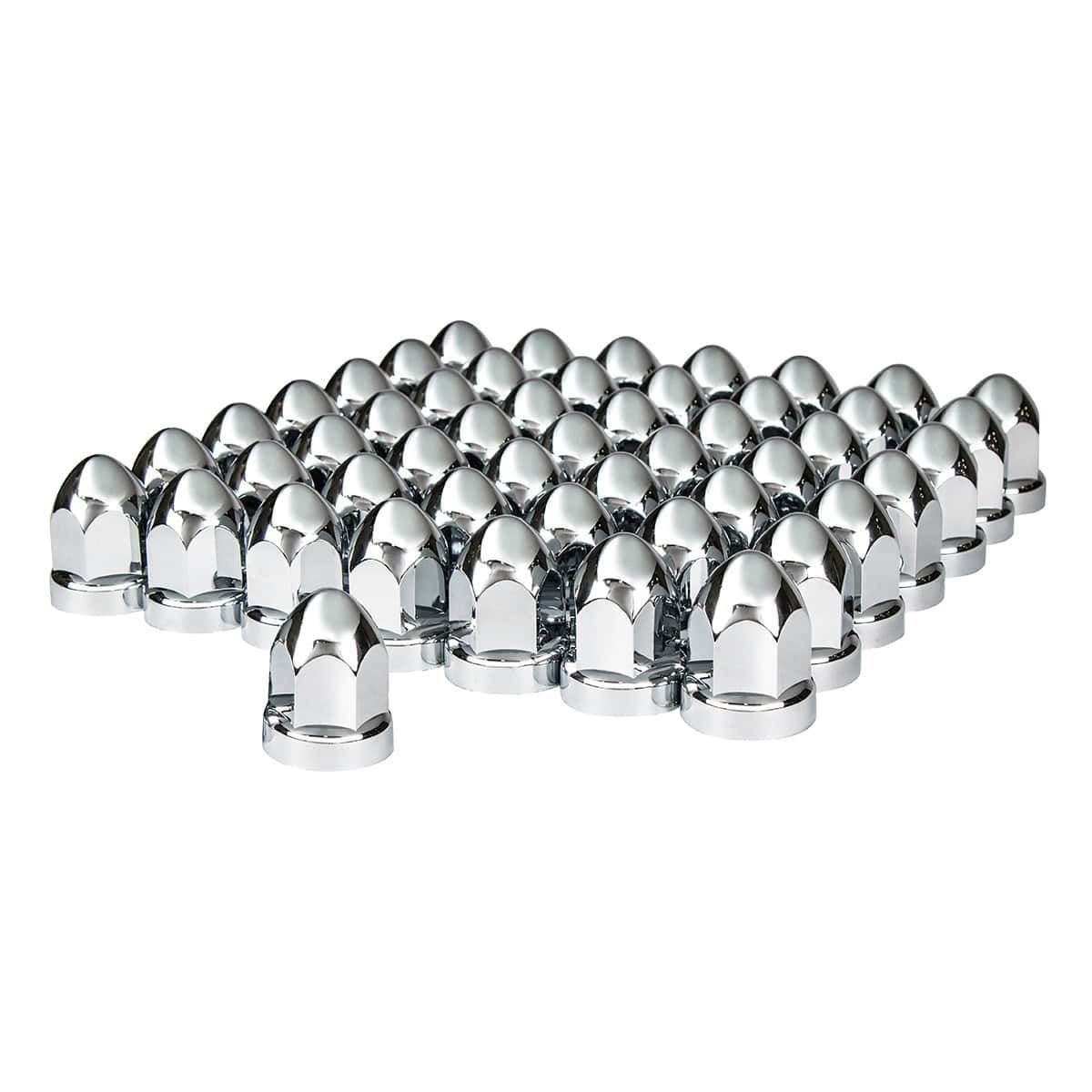 33Mm X 2-3/4&Quot; Chrome Plastic Bullet Nut Covers With Flange - Push-On 4 33mm X 2-3/4" Chrome Plastic Bullet Nut Covers With Flange- Push-On (60-Pack)