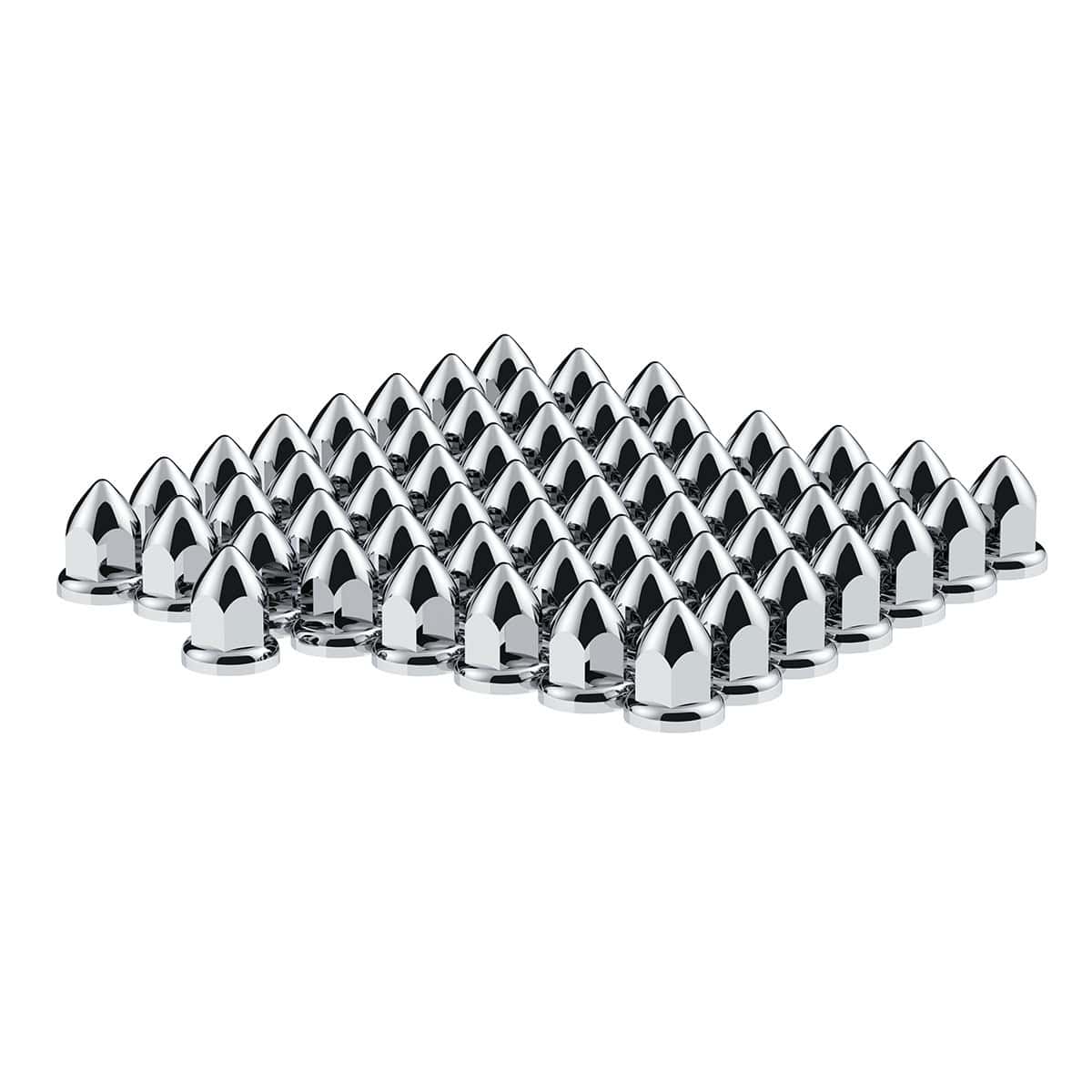 33mm X 2-3/8" Chrome Plastic Bullet Nut Cover With Flange - Push-On (Color Box of 60)