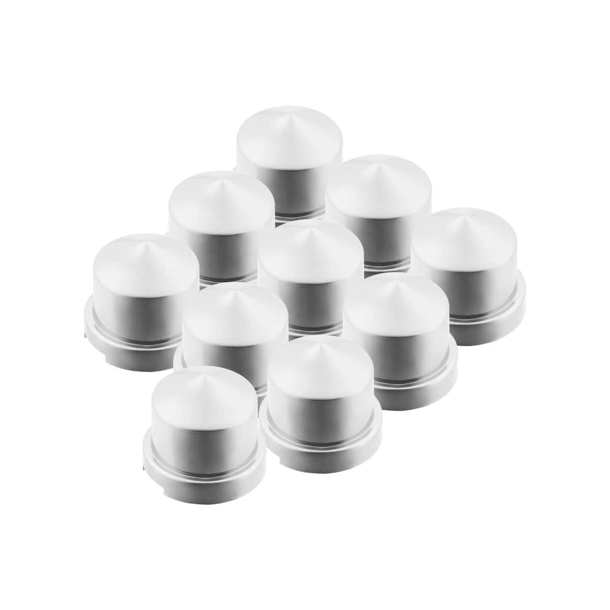 7/16" x 3/4" Chrome Plastic Pointed Nut Covers - Push-On 10 Pack