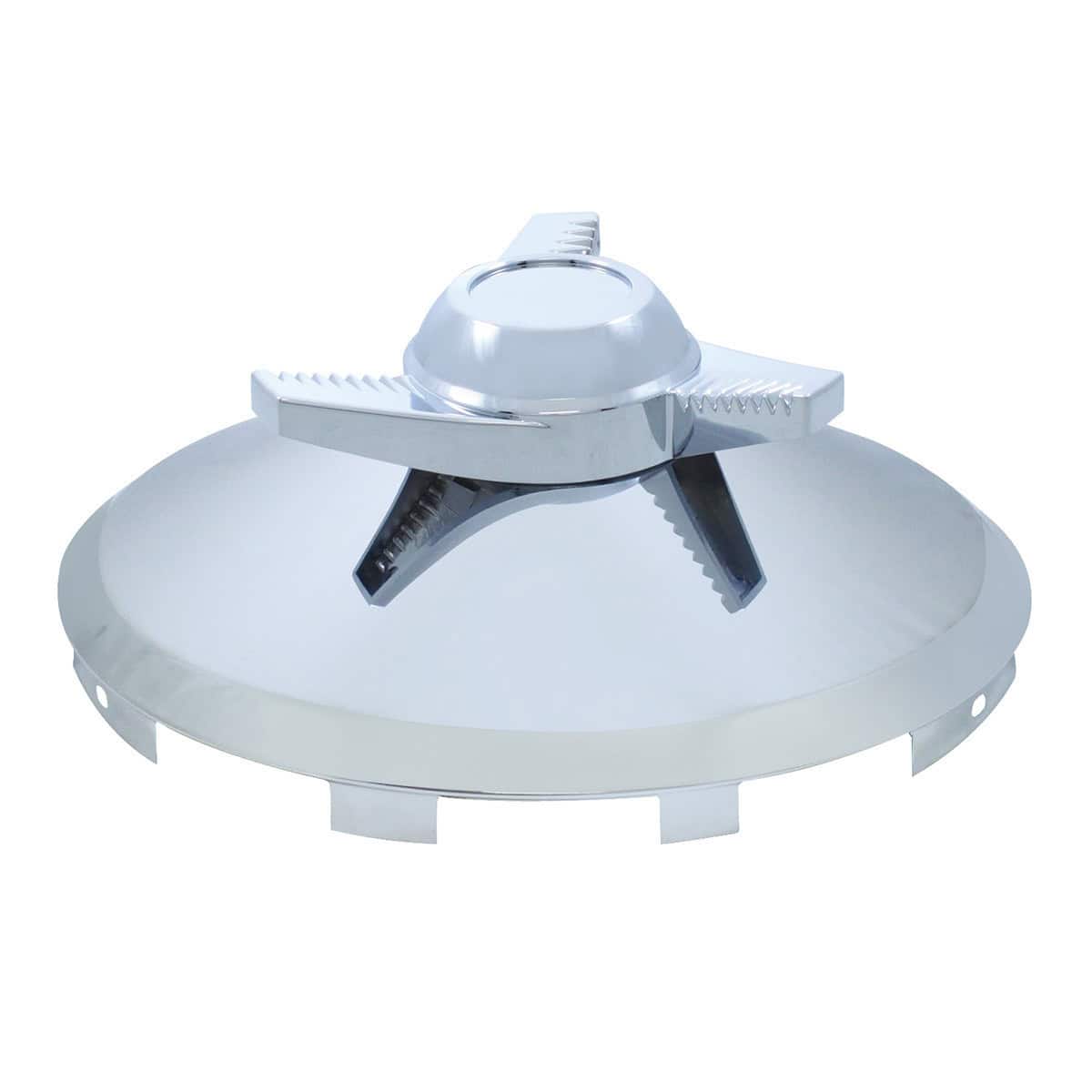 Universal Chrome Front Hubcap With 3 Bar Right Swing Spinner - 7/16" Lip
