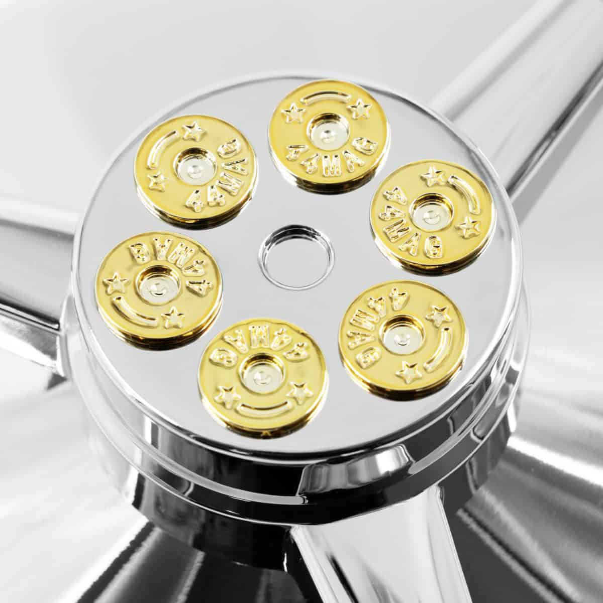 5 Even Notched Chrome Front Hubcap With Gun Cylinder Spinner - 1" Lip