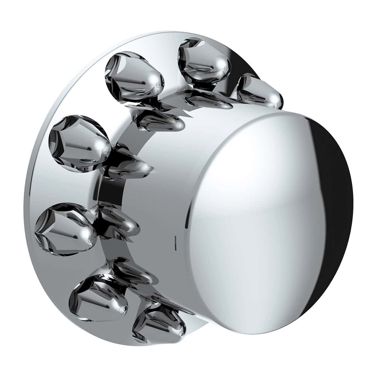Dome Rear Axle Cover With 1-1/2" Push-On Standard Nut Covers - Chrome