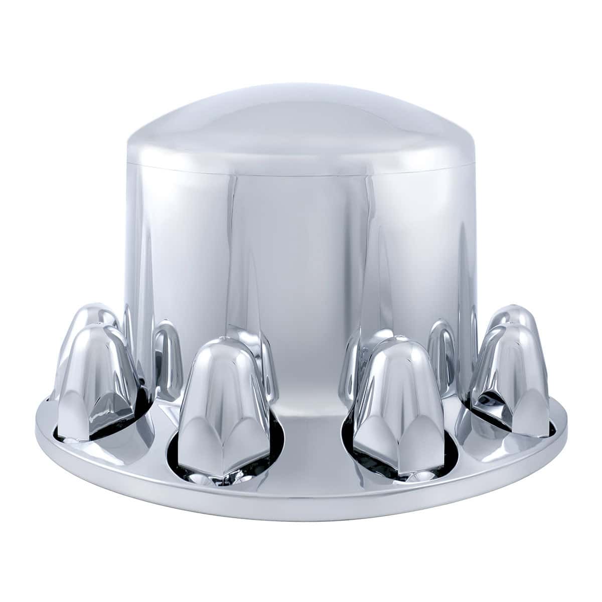 Dome Rear Axle Cover With 1-1/2&Quot; Push-On Standard Nut Covers - Chrome 3 Dome Rear Axle Cover With 1-1/2" Push-On Standard Nut Covers - Chrome