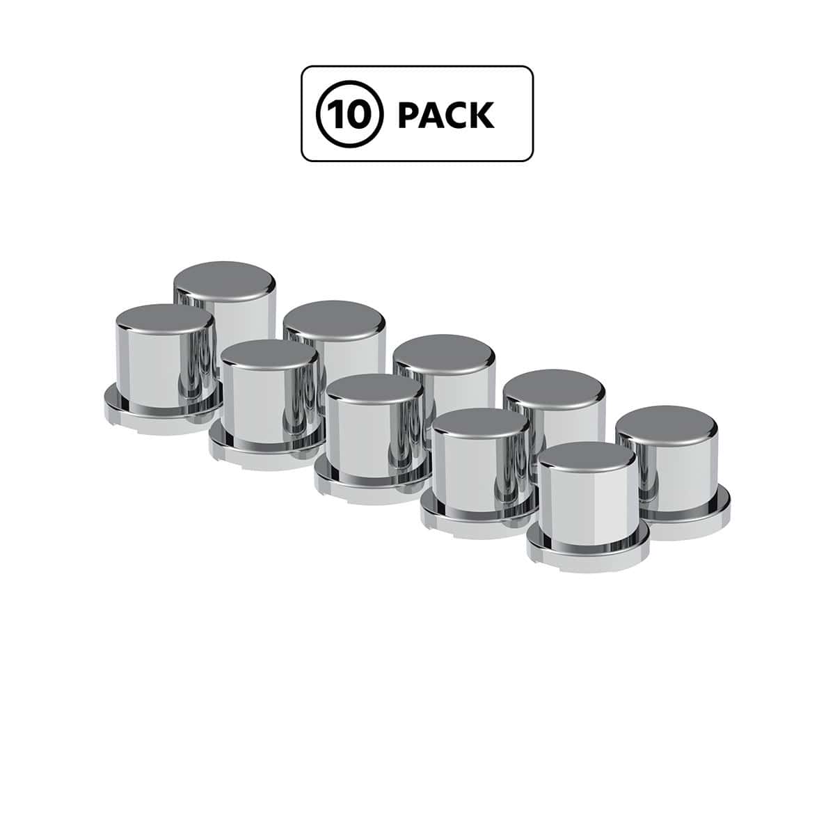 1/2&Quot; X 5/8&Quot; Chrome Plastic Flat Top Nut Cover - Push-On 3 1/2" x 5/8" Chrome Plastic Flat Top Nut Covers - Push-On (10-Pack)