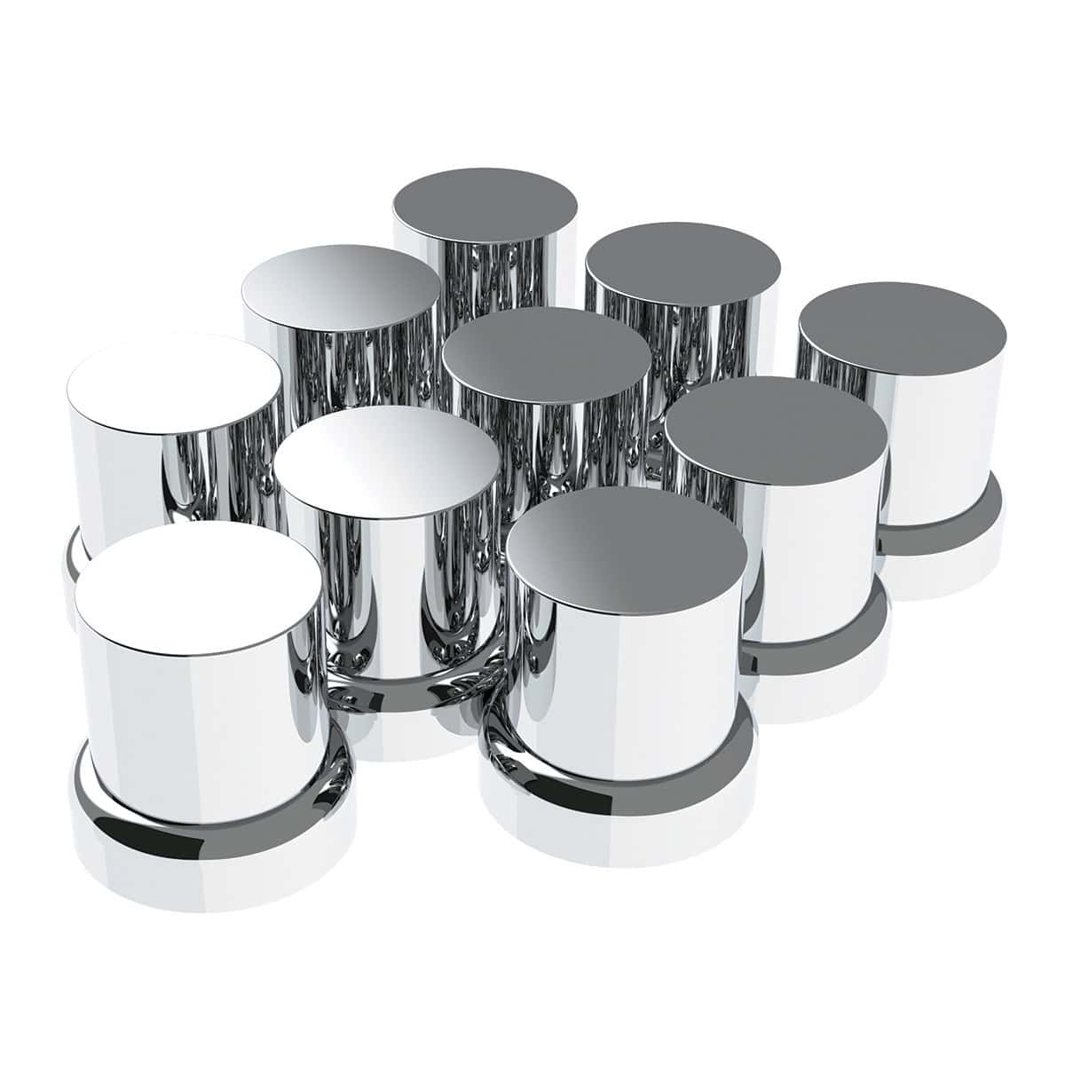 33Mm X 2&Quot; Chrome Plastic Flat Top Nut Cover With Flange - Push-On 3 33mm X 2" Chrome Plastic Flat Top Nut Covers With Flange - Push-On (10-Pack)