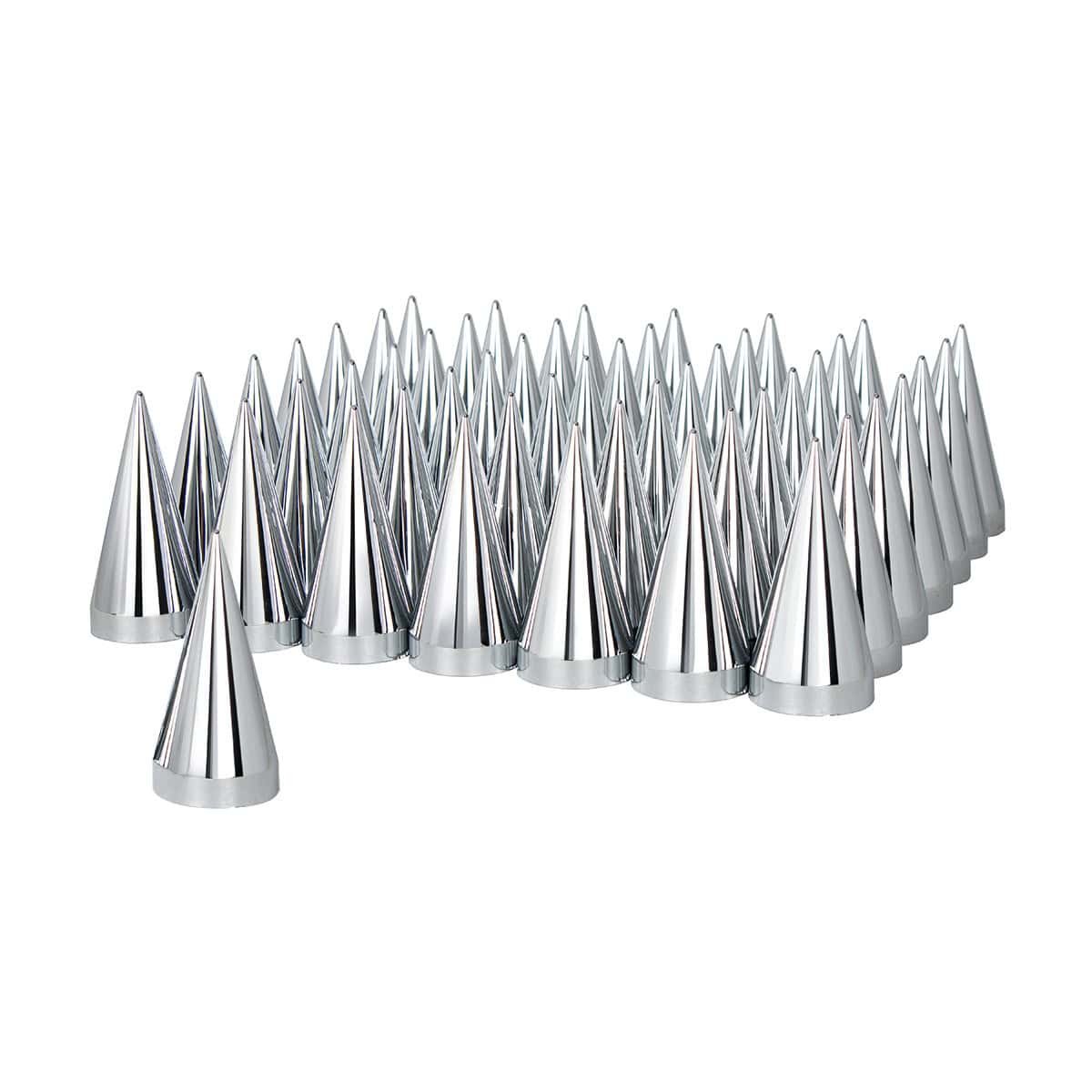 33mm x 4-1/2" Chrome Plastic X Spike Nut Covers - Thread-On