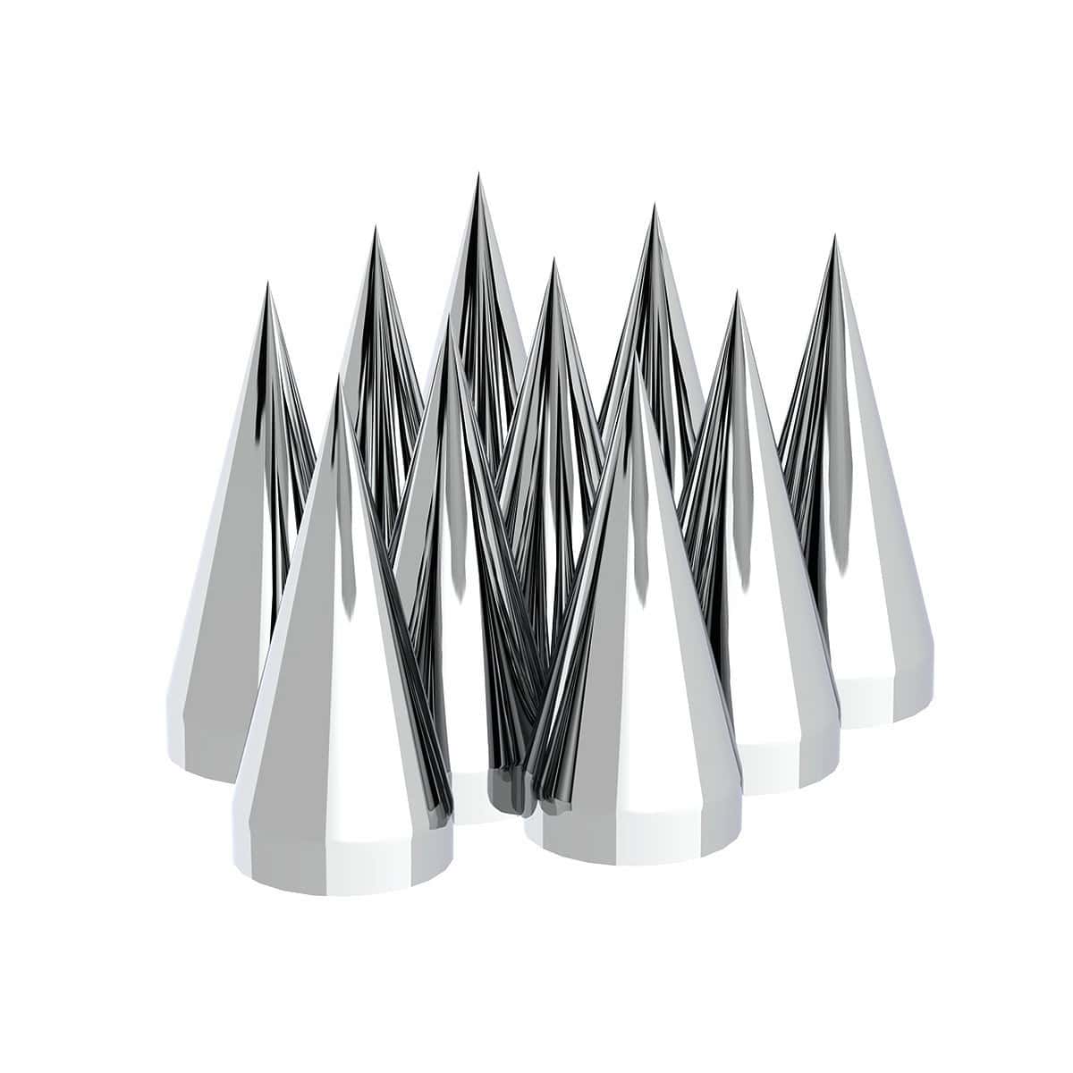 33Mm X 4-1/2&Quot; Chrome Plastic X Spike Thread-On Nut Covers 3 33mm x 4-1/2" Chrome Plastic X Spike Nut Covers - Thread-On
