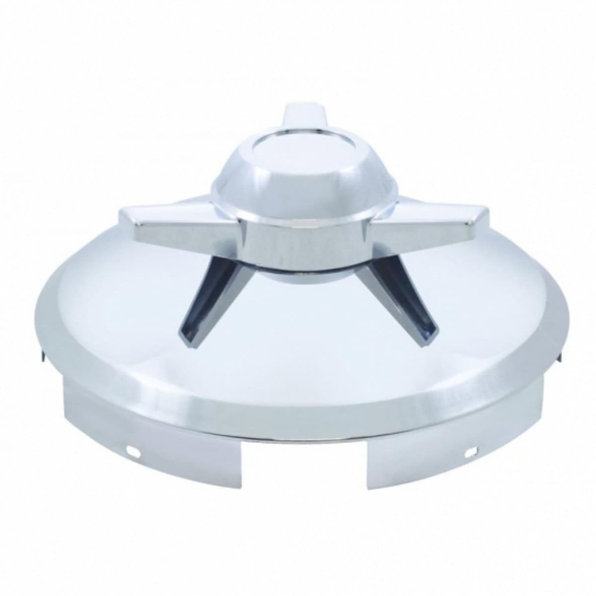 5 Even Notched Chrome Front Hubcap With 3 Bar Spinner - 1" Lip