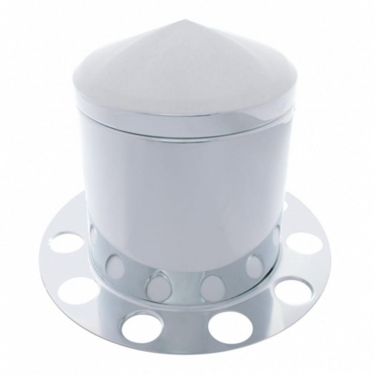 Stainless Pointed Rear Axle Cover 3Pc Kit 4 Stainless Pointed Rear Axle Cover 3PC Kit For 1-1/2" Nut Cover - Aluminum Wheel