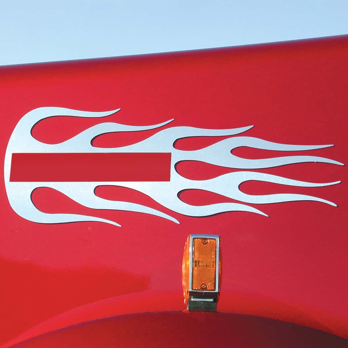 Kenworth Stainless Steel Hood Emblem Flame Accent