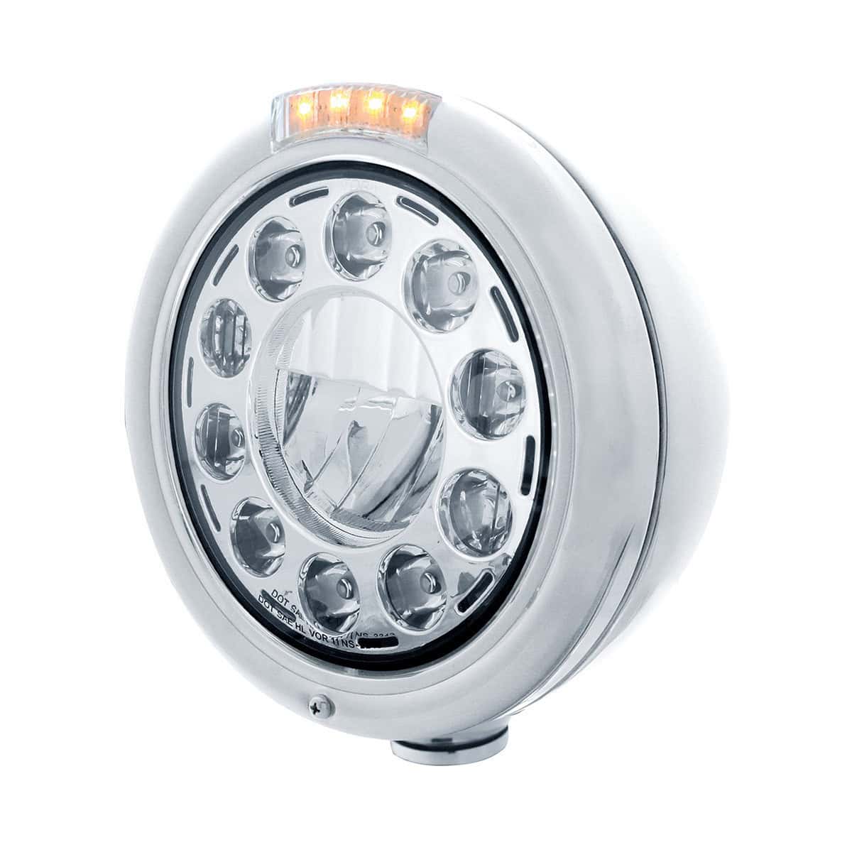 Stainless Classic Headlight 11 Led Bulb &Amp; Dual Mode Led Turn Signal 4 Stainless Classic Headlight 11 LED Bulb & Dual Mode LED Turn Signal