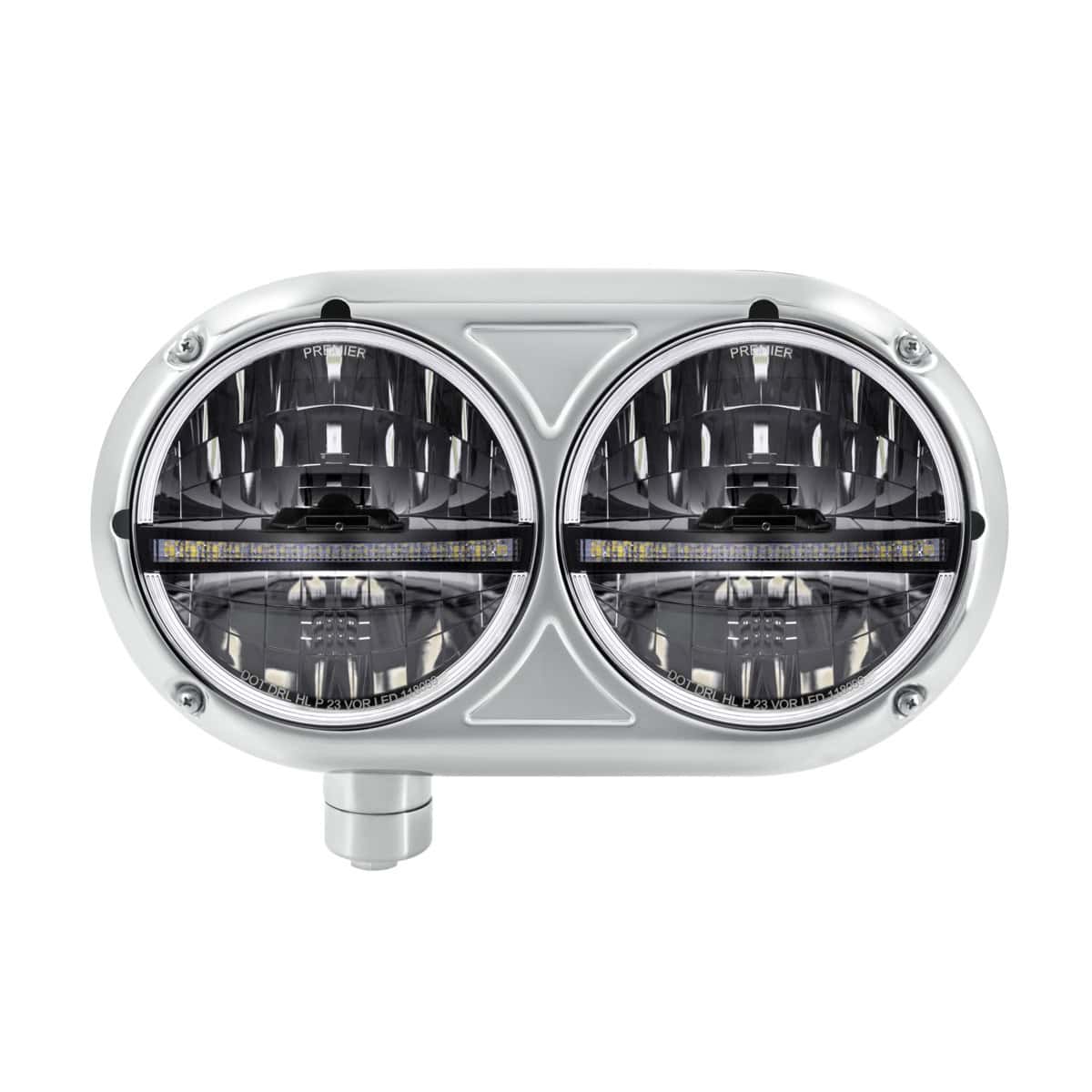 Headlight Assembly With 304 SS Housing & 20 LED Headlights W/LED Position Light For Peterbilt 359