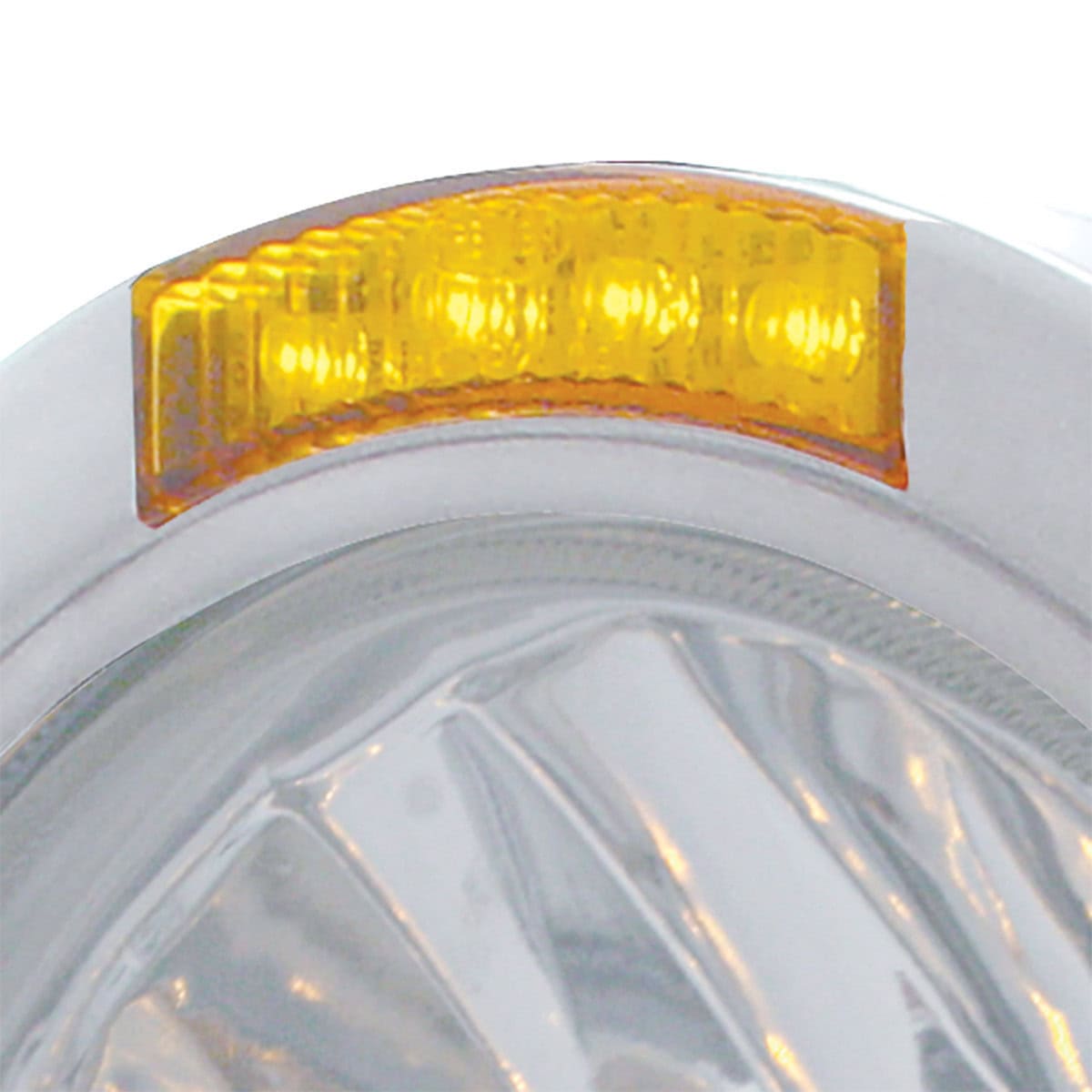 Stainless Steel Bullet Half Moon Headlight H4 With 10 Amber LED & LED Turn Signal