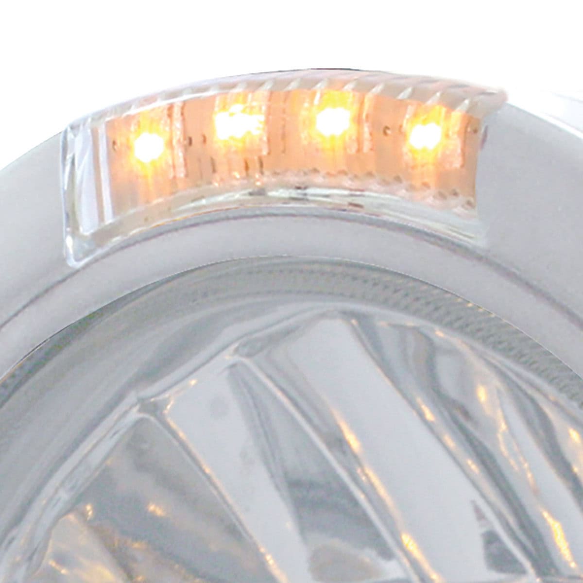 Stainless Steel Bullet Half Moon Headlight H4 With 10 Amber Led &Amp; Led Turn Signal 6 Stainless Steel Bullet Half Moon Headlight H4 With 10 Amber LED & LED Turn Signal