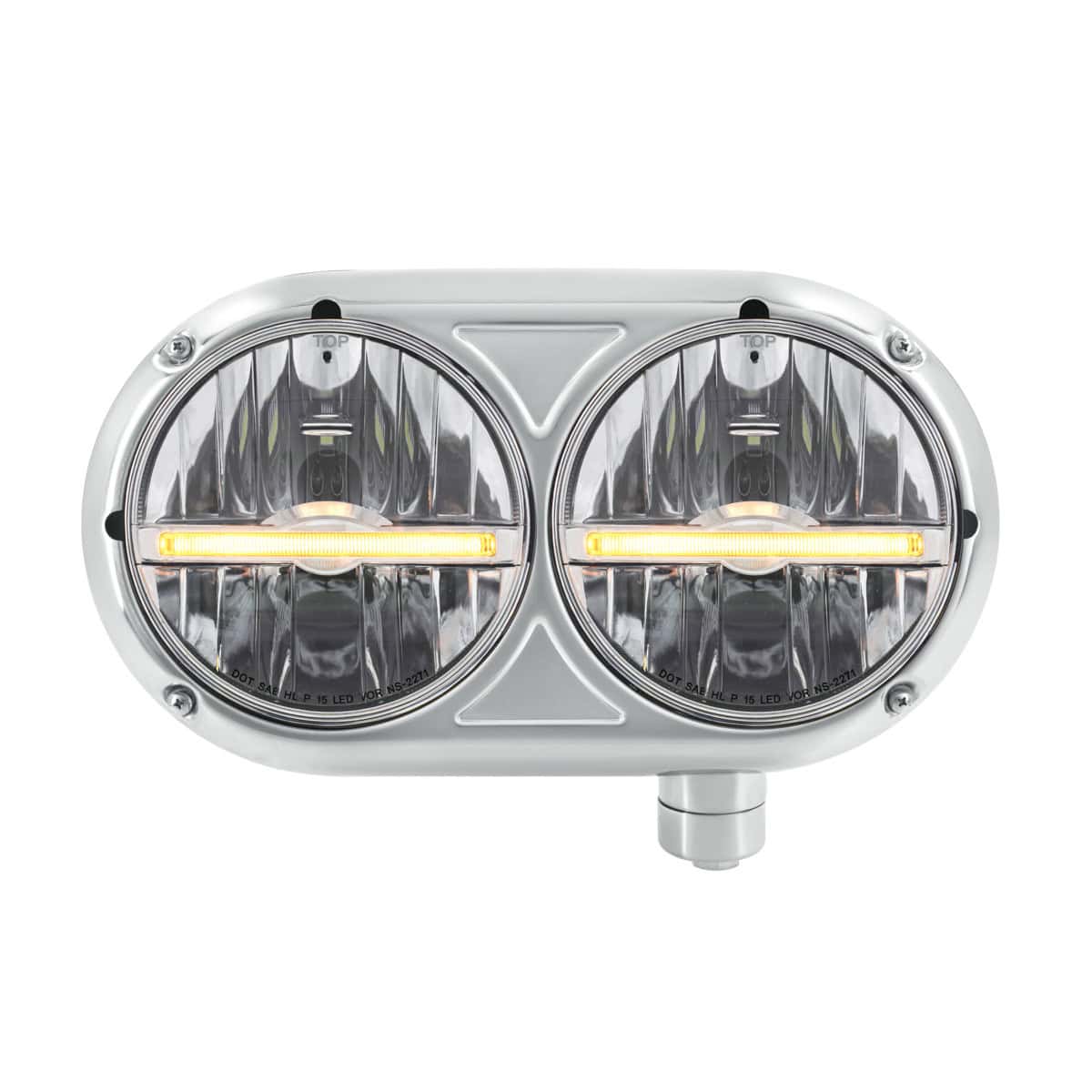 Headlight Assembly With 304 SS Housing & LED Headlights W/LED Position Light For Peterbilt 359