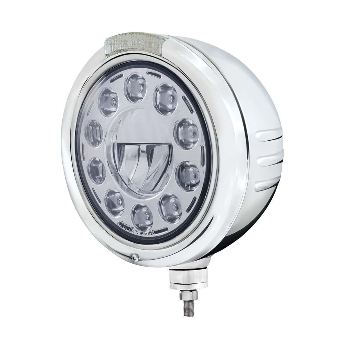Stainless Steel Classic Embossed Stripe Headlight 11 Led Bulb &Amp; Dual Mode Led Signal 3 Stainless Steel Classic Embossed Stripe Headlight 11 LED Bulb & Dual Mode LED Signal