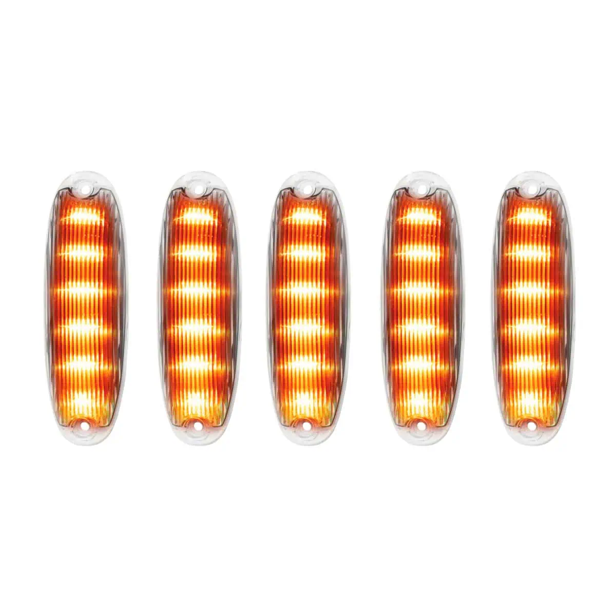 6 Amber LED Cab Lights For 2008-2017 Freightliner Cascadia - Clear Lens (5-Pack)