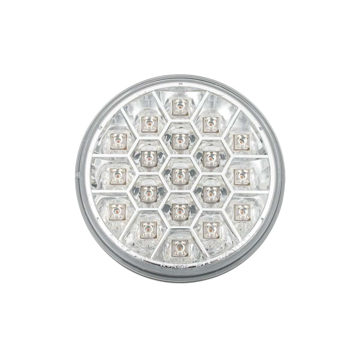 19 LED 4" Round Reflector Light (Stop Turn & Tail) - Red LED/Clear Lens