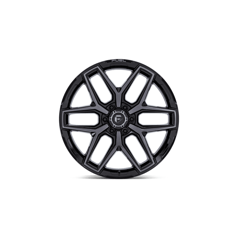 Fuel Off-Road Flux Wheel — 24X10 6X135 +0Mm Gloss Black Brush Face Gray Double Dark Tint 4 FLUX 24X10 6X135 87 +0 G-BLK GTCC