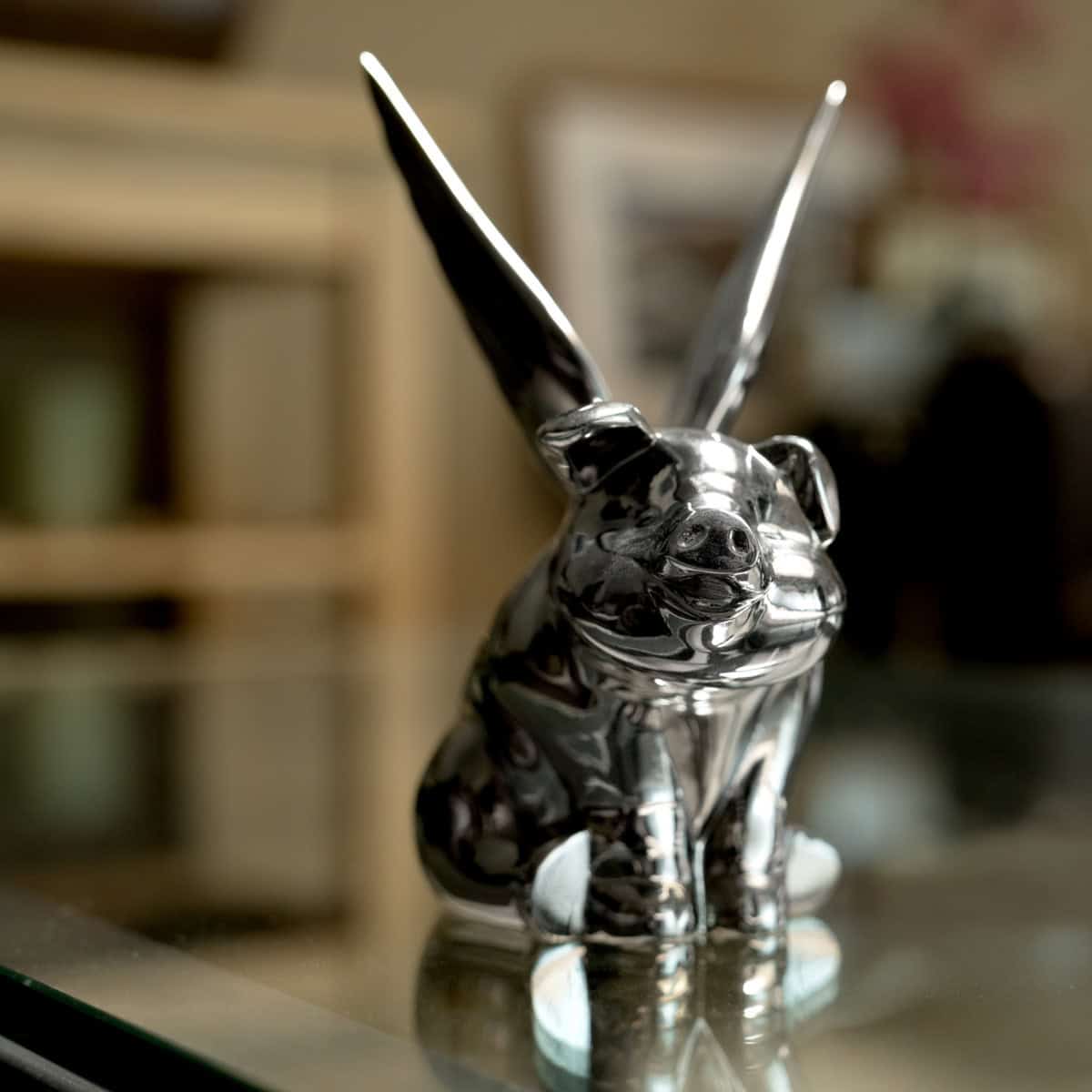 Die-Cast Sitting Pig With Wing Hood Ornament 4 Die-Cast Sitting Pig With Wing Hood Ornament
