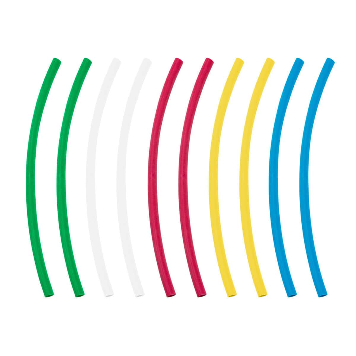 Assorted 1/8" Blue/Clear/Green/Red/Yellow Heat Shrink Tubing 4" Long (10-Pack)