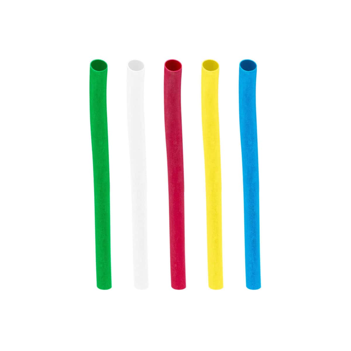 Assorted 1/8" Blue/Clear/Green/Red/Yellow Heat Shrink Tubing 4" Long (10-Pack)